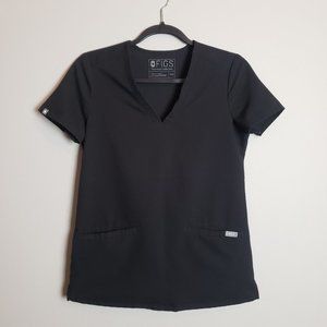 Figs Casma Three-Pocket Black Scrub Top XXS